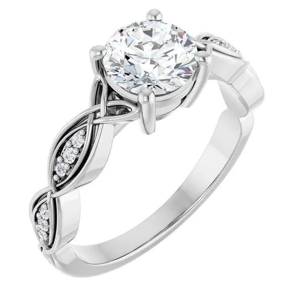 V-End Prong Accented Engagement Ring Berilian Jewelers Folsom, CA