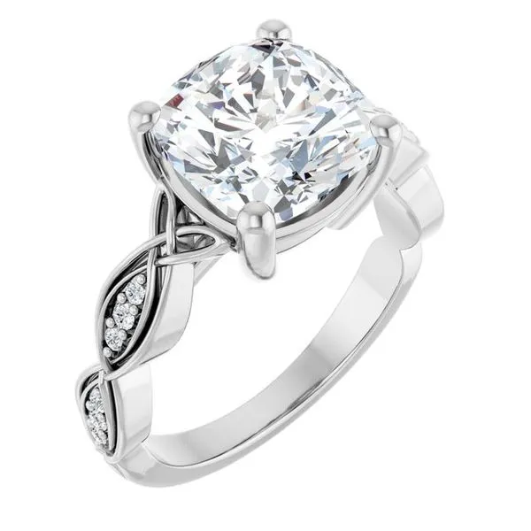 V-End Prong Accented Engagement Ring Berilian Jewelers Folsom, CA