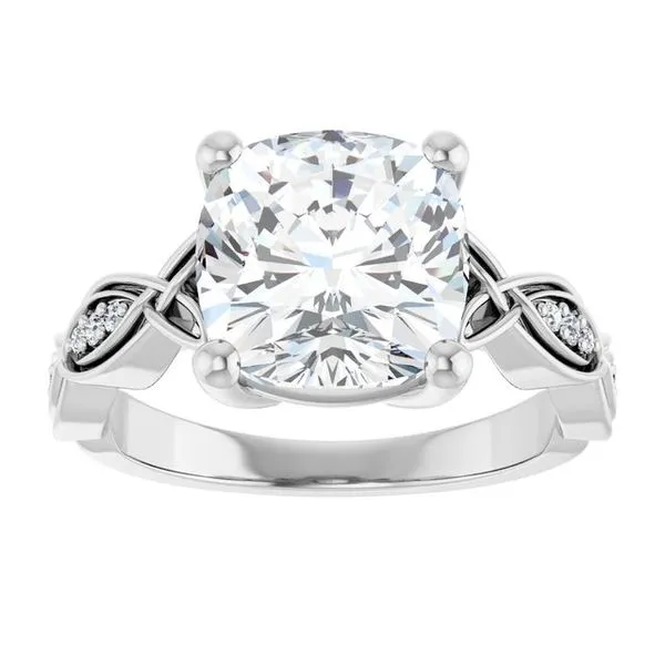 V-End Prong Accented Engagement Ring Image 3 Berilian Jewelers Folsom, CA
