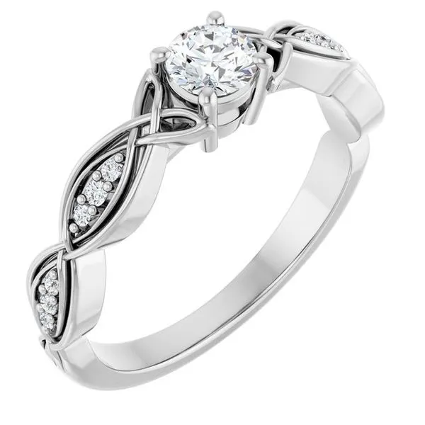 V-End Prong Accented Engagement Ring Berilian Jewelers Folsom, CA