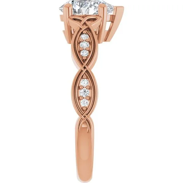 V-End Prong Accented Engagement Ring Image 4 Berilian Jewelers Folsom, CA