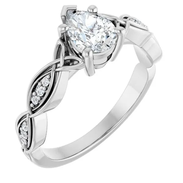 V-End Prong Accented Engagement Ring Berilian Jewelers Folsom, CA