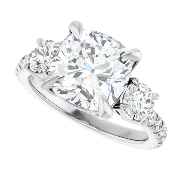 Bezel-Set Three-Stone Engagement Ring Image 5 Berilian Jewelers Folsom, CA