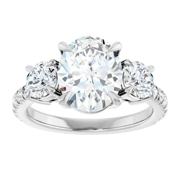 Bezel-Set Three-Stone Engagement Ring Image 3 Berilian Jewelers Folsom, CA