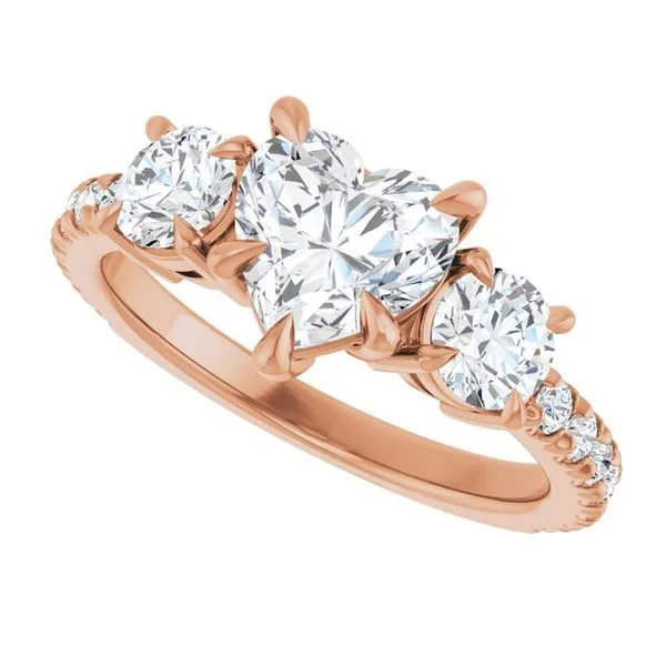 Bezel-Set Three-Stone Engagement Ring Image 5 Berilian Jewelers Folsom, CA