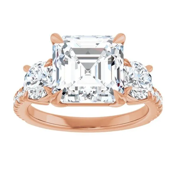 Bezel-Set Three-Stone Engagement Ring Image 3 Berilian Jewelers Folsom, CA