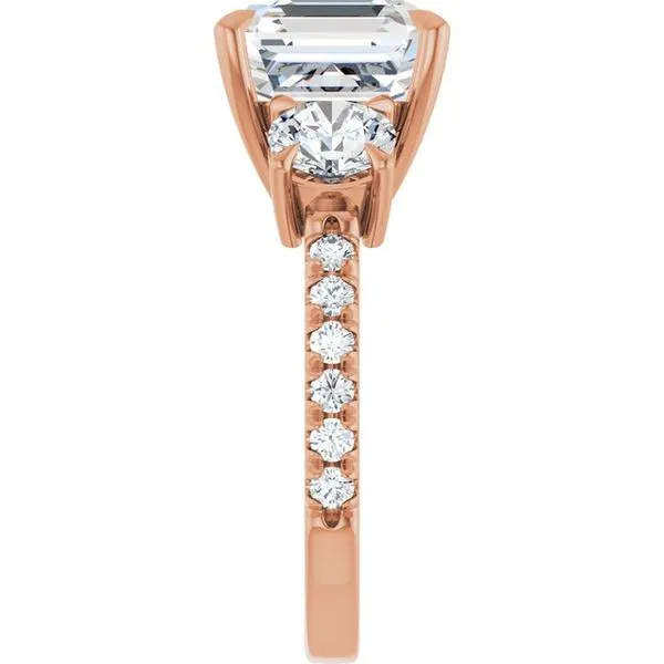 Bezel-Set Three-Stone Engagement Ring Image 4 Berilian Jewelers Folsom, CA