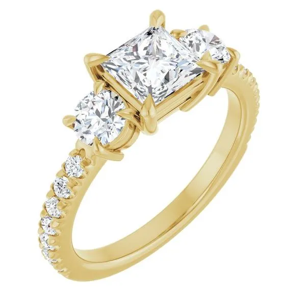 Bezel-Set Three-Stone Engagement Ring Hudson Valley Goldsmith New Paltz, NY