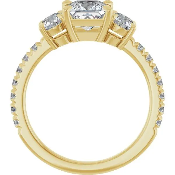Bezel-Set Three-Stone Engagement Ring Image 2 Raleigh Diamond Fine Jewelry Raleigh, NC