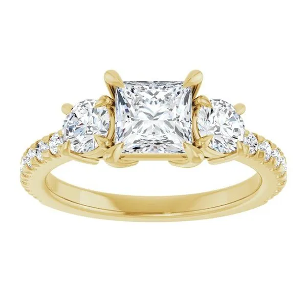 Bezel-Set Three-Stone Engagement Ring Image 3 Hudson Valley Goldsmith New Paltz, NY