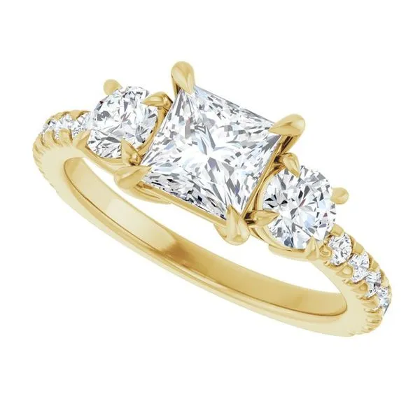 Bezel-Set Three-Stone Engagement Ring Image 5 JF Jones Jewelers Rochester, NY