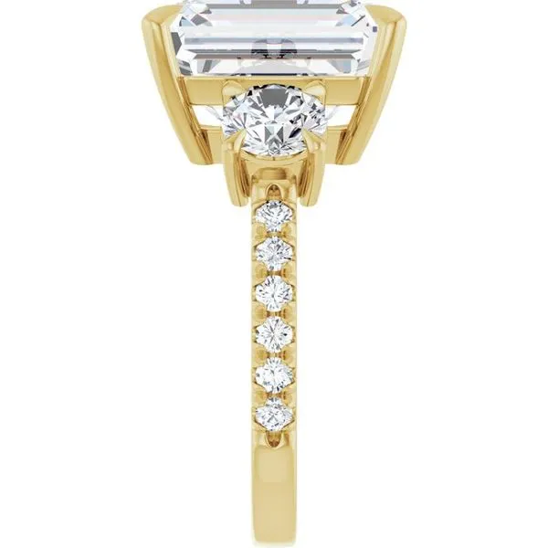 Bezel-Set Three-Stone Engagement Ring Image 4 Berilian Jewelers Folsom, CA