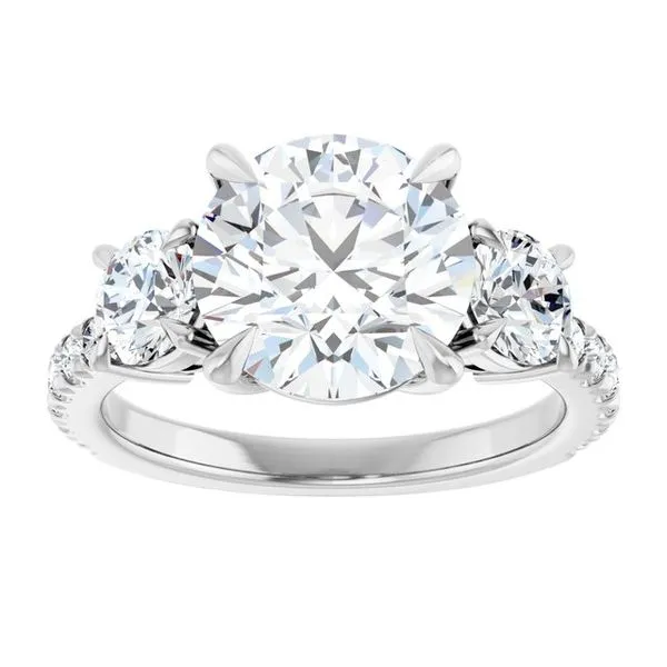 Bezel-Set Three-Stone Engagement Ring Image 3 Berilian Jewelers Folsom, CA