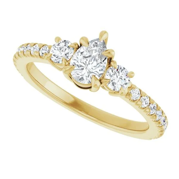 Bezel-Set Three-Stone Engagement Ring Image 5 Berilian Jewelers Folsom, CA