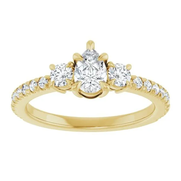 Bezel-Set Three-Stone Engagement Ring Image 3 Berilian Jewelers Folsom, CA