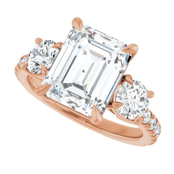 Bezel-Set Three-Stone Engagement Ring Image 5 Berilian Jewelers Folsom, CA