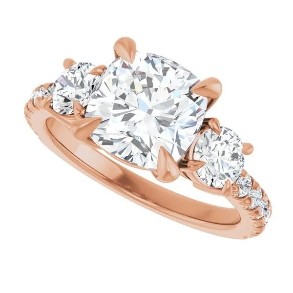 Bezel-Set Three-Stone Engagement Ring Image 5 Berilian Jewelers Folsom, CA