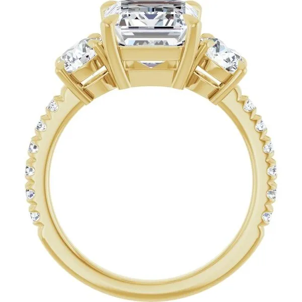 Bezel-Set Three-Stone Engagement Ring Image 2 Berilian Jewelers Folsom, CA