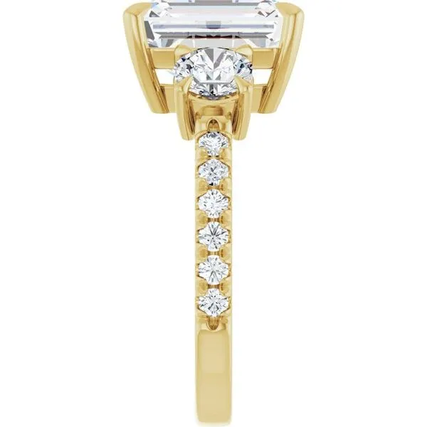 Bezel-Set Three-Stone Engagement Ring Image 4 Berilian Jewelers Folsom, CA