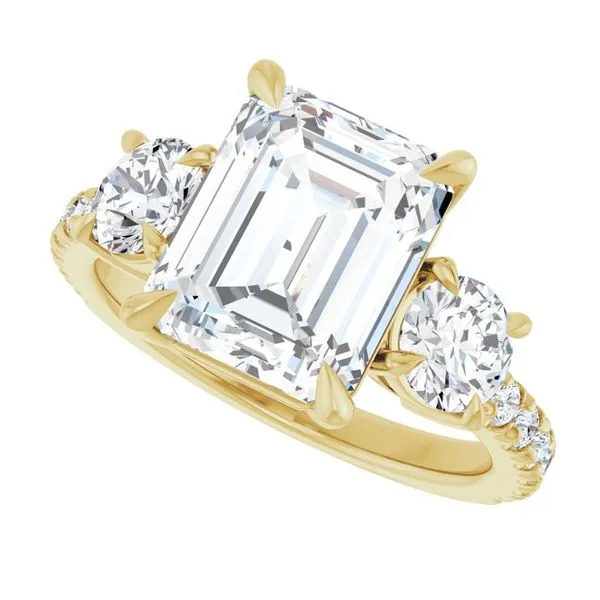 Bezel-Set Three-Stone Engagement Ring Image 5 Berilian Jewelers Folsom, CA