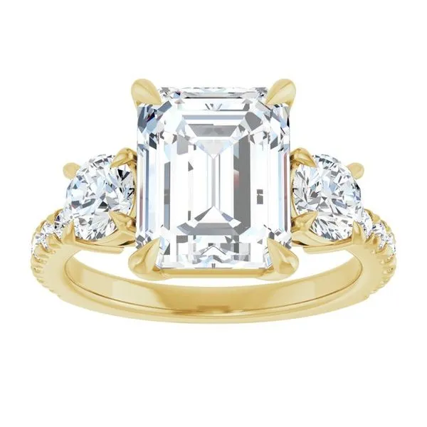 Bezel-Set Three-Stone Engagement Ring Image 3 Berilian Jewelers Folsom, CA