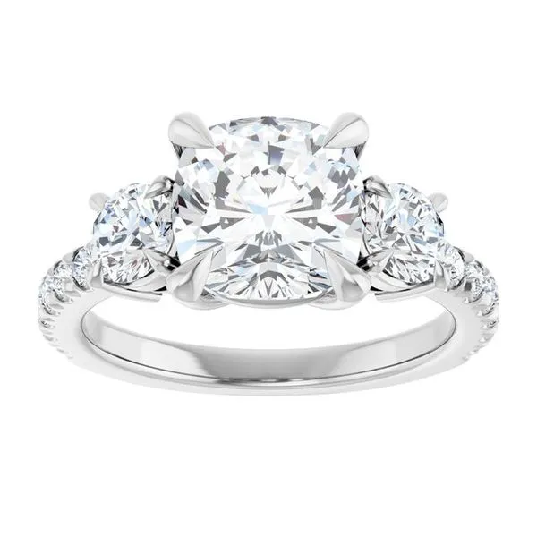 Bezel-Set Three-Stone Engagement Ring Image 3 Berilian Jewelers Folsom, CA