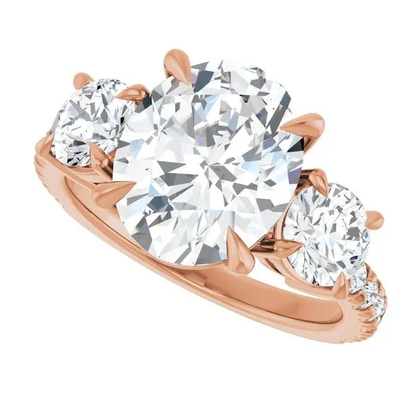 Bezel-Set Three-Stone Engagement Ring Image 5 Berilian Jewelers Folsom, CA