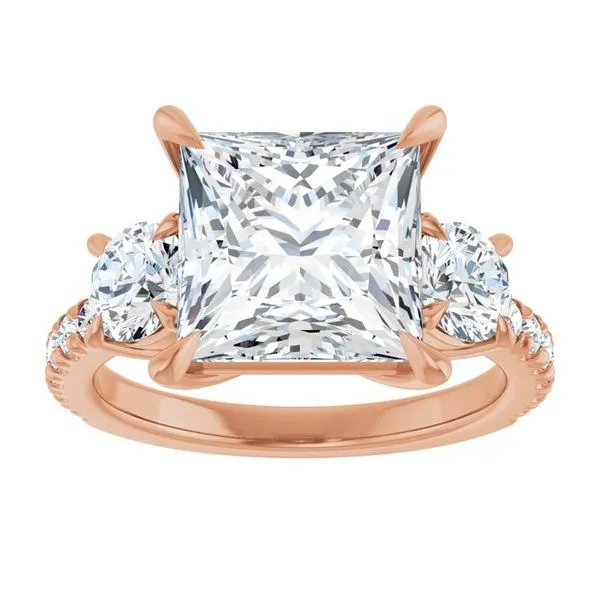 Bezel-Set Three-Stone Engagement Ring Image 3 Berilian Jewelers Folsom, CA