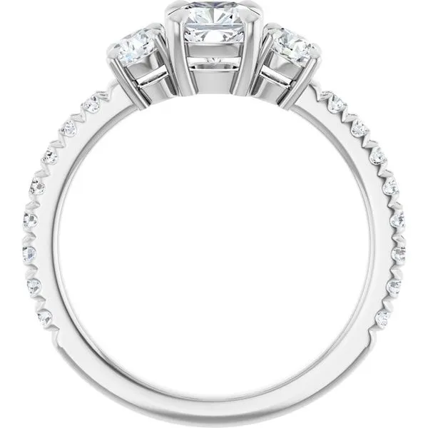 Bezel-Set Three-Stone Engagement Ring Image 2 Berilian Jewelers Folsom, CA