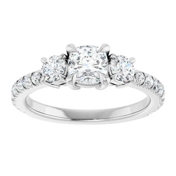 Bezel-Set Three-Stone Engagement Ring Image 3 Berilian Jewelers Folsom, CA
