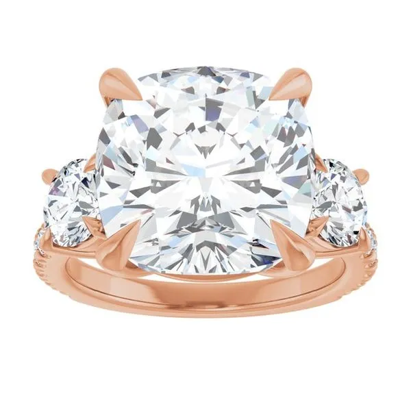 Bezel-Set Three-Stone Engagement Ring Image 3 Berilian Jewelers Folsom, CA