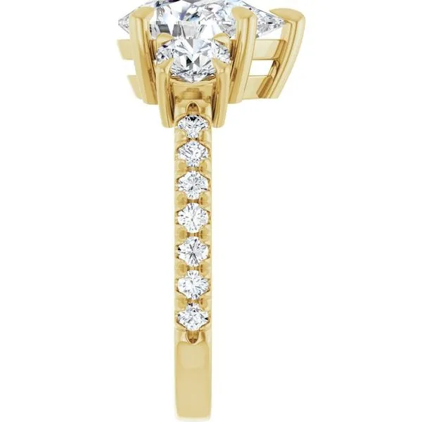 Bezel-Set Three-Stone Engagement Ring Image 4 Berilian Jewelers Folsom, CA