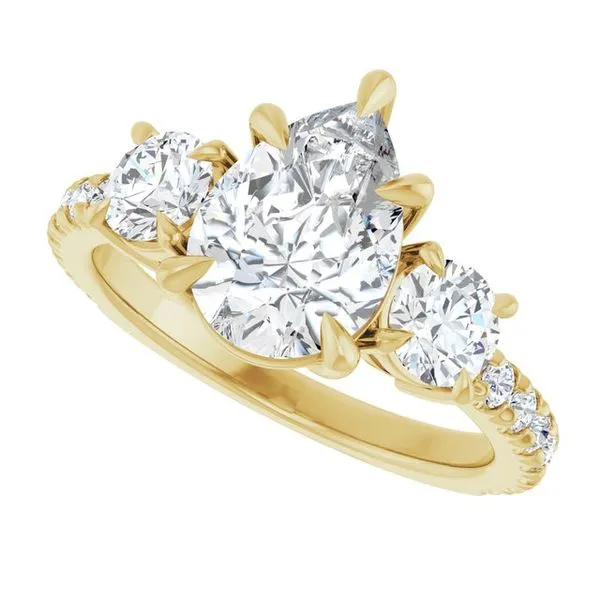 Bezel-Set Three-Stone Engagement Ring Image 5 Berilian Jewelers Folsom, CA