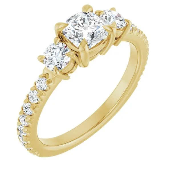 Bezel-Set Three-Stone Engagement Ring Berilian Jewelers Folsom, CA