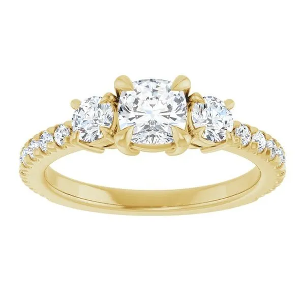 Bezel-Set Three-Stone Engagement Ring Image 3 Berilian Jewelers Folsom, CA