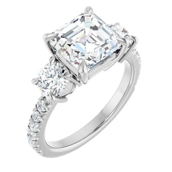 Bezel-Set Three-Stone Engagement Ring Berilian Jewelers Folsom, CA