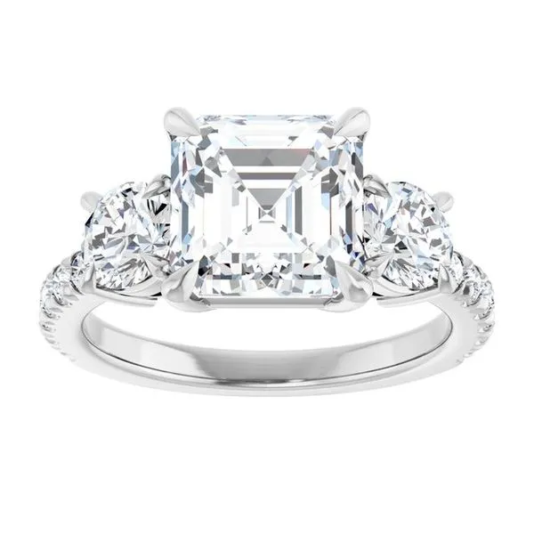 Bezel-Set Three-Stone Engagement Ring Image 3 Berilian Jewelers Folsom, CA