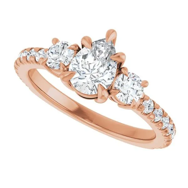 Bezel-Set Three-Stone Engagement Ring Image 5 Berilian Jewelers Folsom, CA