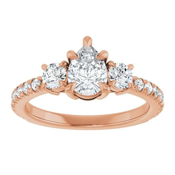 Bezel-Set Three-Stone Engagement Ring Image 3 Berilian Jewelers Folsom, CA