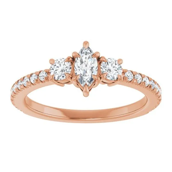 Bezel-Set Three-Stone Engagement Ring Image 3 Berilian Jewelers Folsom, CA