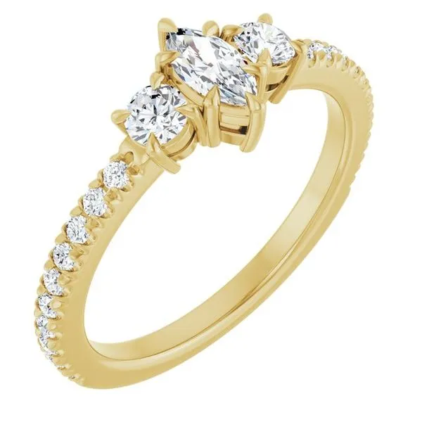 Bezel-Set Three-Stone Engagement Ring Berilian Jewelers Folsom, CA