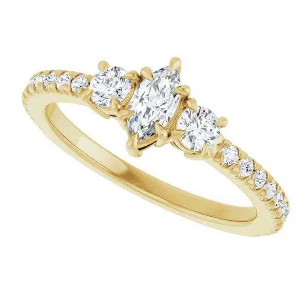 Bezel-Set Three-Stone Engagement Ring Image 5 Berilian Jewelers Folsom, CA