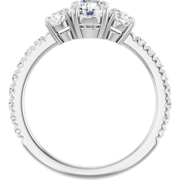 Bezel-Set Three-Stone Engagement Ring Image 2 Berilian Jewelers Folsom, CA