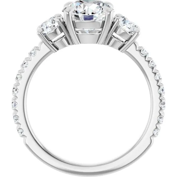 Bezel-Set Three-Stone Engagement Ring Image 2 Berilian Jewelers Folsom, CA