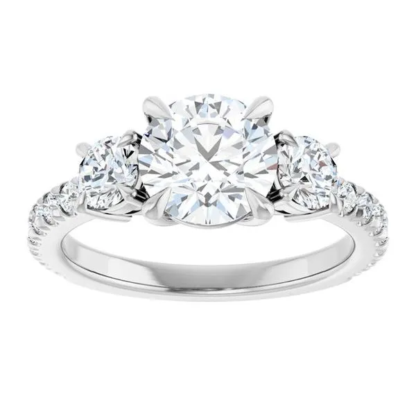 Bezel-Set Three-Stone Engagement Ring Image 3 Berilian Jewelers Folsom, CA
