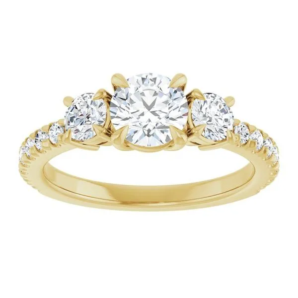 Bezel-Set Three-Stone Engagement Ring Image 3 Berilian Jewelers Folsom, CA