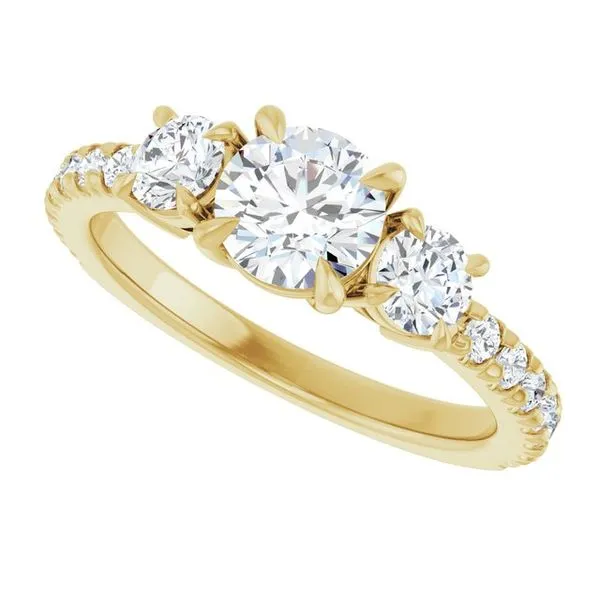 Bezel-Set Three-Stone Engagement Ring Image 5 Berilian Jewelers Folsom, CA