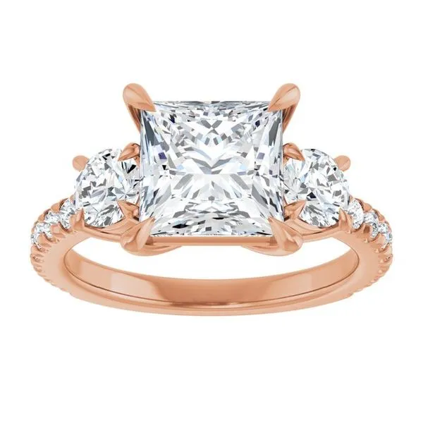 Bezel-Set Three-Stone Engagement Ring Image 3 Berilian Jewelers Folsom, CA