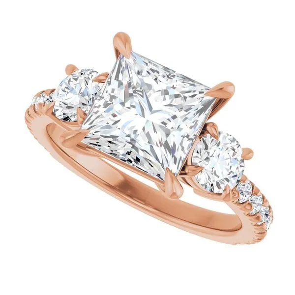 Bezel-Set Three-Stone Engagement Ring Image 5 Berilian Jewelers Folsom, CA