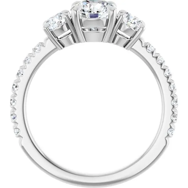 Bezel-Set Three-Stone Engagement Ring Image 2 Berilian Jewelers Folsom, CA